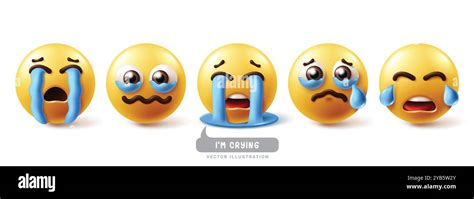 emoji crying emoticon characters vector set emojis emoticons  sad