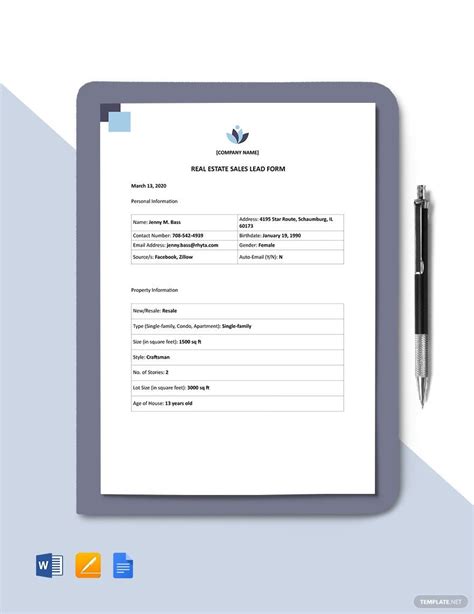 Real Estate Contact Form Template in Pages, Word, Google Docs - Download | Template.net