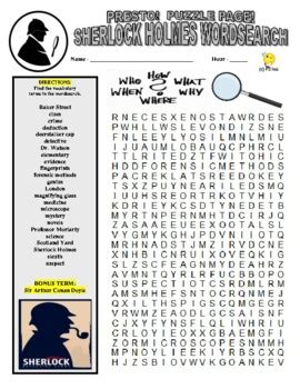 Sherlock Holmes Puzzle Pages (Mystery / Sub Plans / Games / ELA)