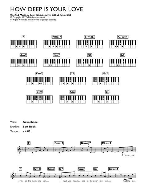 How Deep Is Your Love By Bee Gees Sheet Music For Piano Chords Lyrics