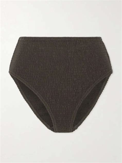 Totême Shirred recycled bikini briefs Brown REVERSIBLE