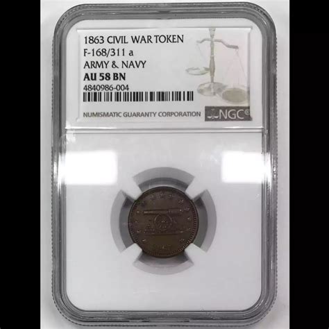 Pvt Tokens Civil War Tokens Various Common Types Ngc Au Bn F