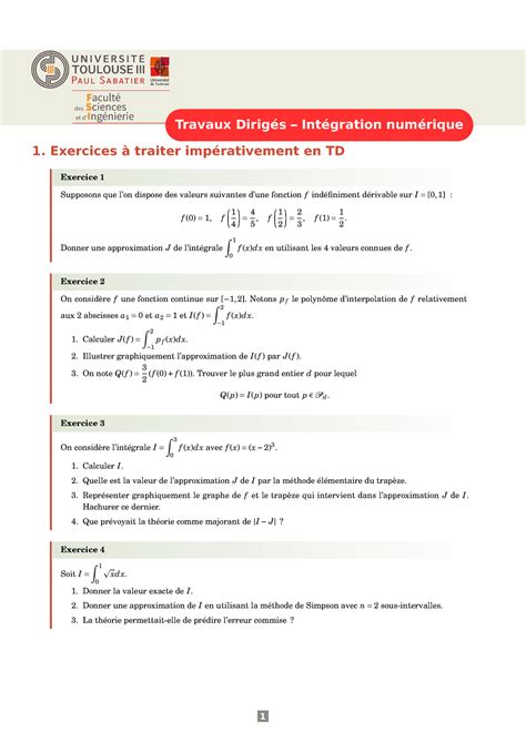 Td chap3 td méthode numérique Travaux Dirigés Intégration