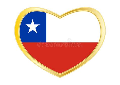 Flag Of Chile In Heart Shape Golden Frame Stock Vector Illustration