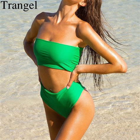 Trangel High Waist Bikini Swimwear Women Swimsuit Bandeau Bikini