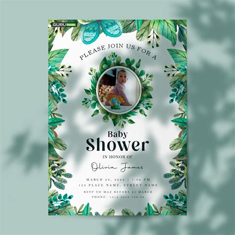 Floral Baby Shower Flyer Template Guru Printables