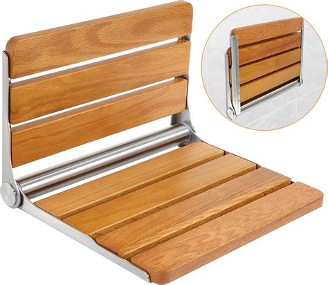 Amazon Folding Teak Shower Seat Bench Wall Mounted Space Saving