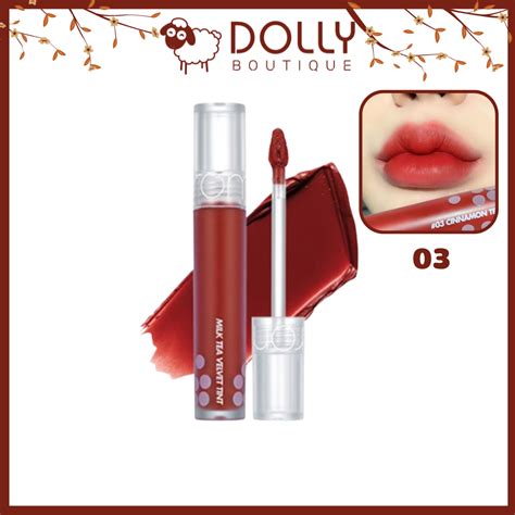 Son Kem Lì Romand Milk Tea Velvet Tint 03 Cinnamon Tea Màu Đỏ Hồng