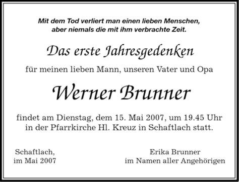 Traueranzeigen Von Werner Brunner Trauer Merkur De