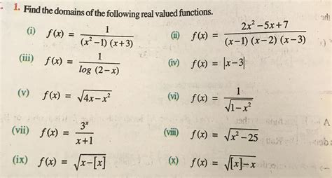 Find The Domain Of The Following Real Valued Functions I F X 16x