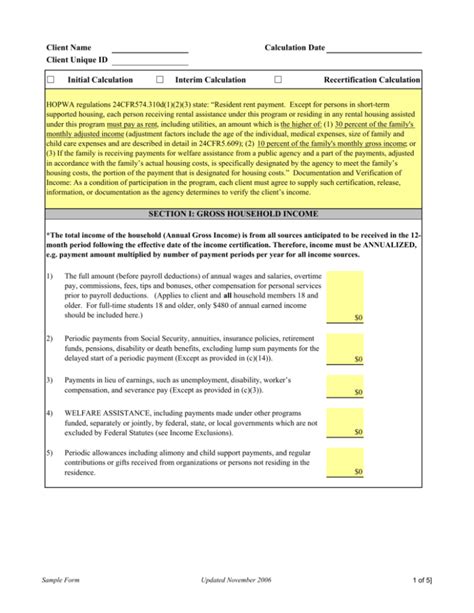 Hud Income Calculation Worksheet Studying Worksheets