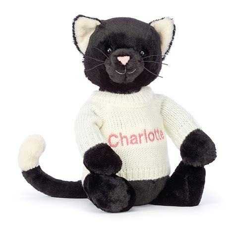 Bashful Black Kitten With Personalised Jumper My Jellycat Collection