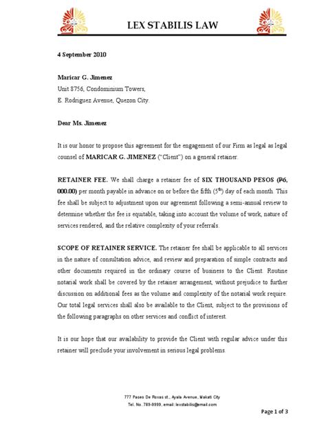 Retainer Letter