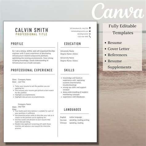 CV Template Word CV Template Professional Resume Template Bundle