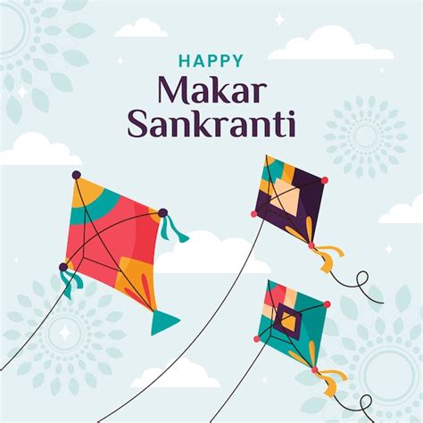 Ilustración plana para el festival de makar sankranti Vector Premium