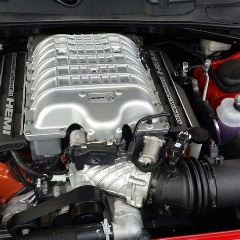 Hellcat Engine & Supercharger in Red Luxury Car