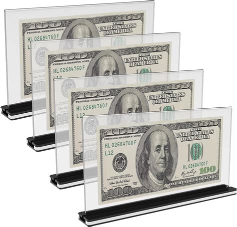 4 Pcs Dollar Bill Frame Dollar Bill Holder Currency Holder