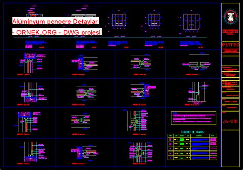 Proje Sitesi Al Minyum Pencere Detaylar Autocad Projesi