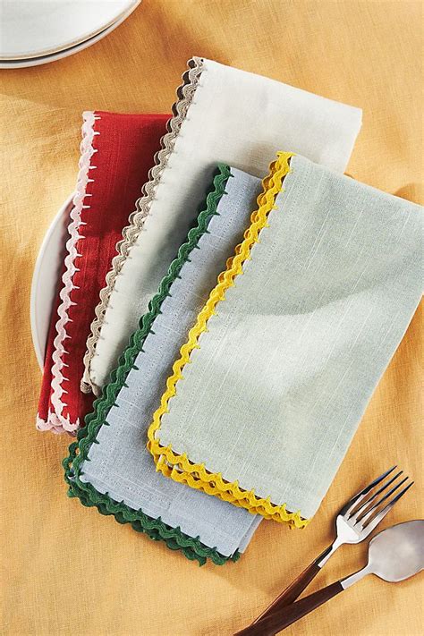 Ric Rac Cotton Napkin Set Set Of 4 Anthroliving