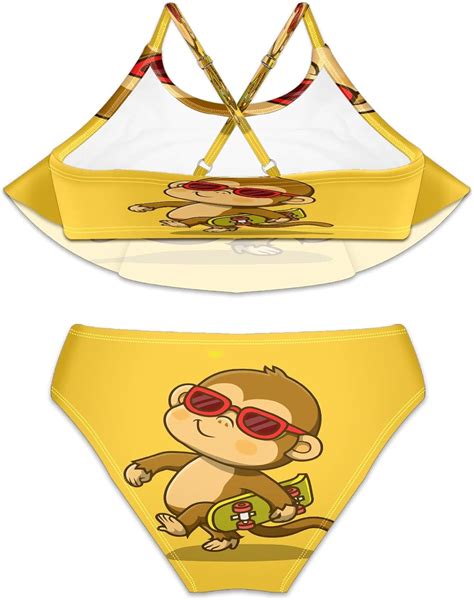Buy Kioplyet Cute Monkey Carrying Skateboard Girls Bathing Suit Piece Swimsuit Bikini Swimwear