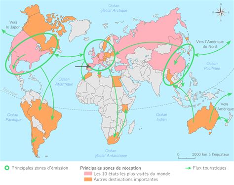 Compléter la carte du tourisme dans monde 4e Exercice fondamental