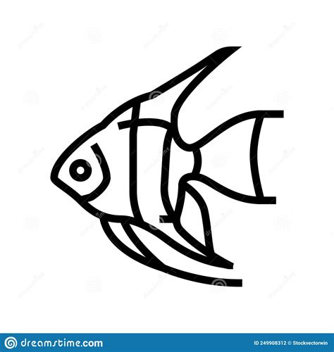 Angelfish Aquarium Fish Line Icon Vector Illustration Stock Vector