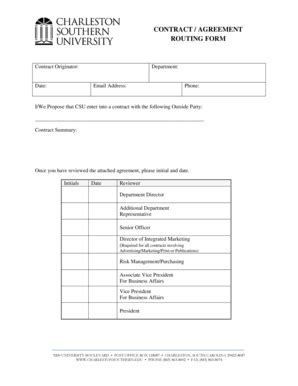 Fillable Online Csuniv Contract Agreement Routing Form Csuniv Fax