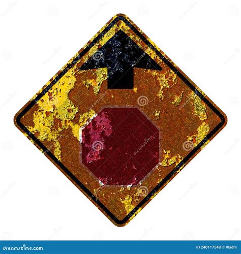 Old Rusty American Road Sign Stop Ahead Stock Illustration