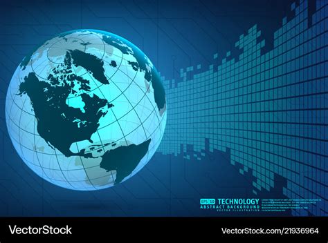 Abstract Technology Background With World Globe Vector Image