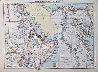 1928 Karte North East Afrika Ägypten Abessinien Belgisch Kongo Cairo