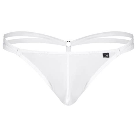 Yonghs String Homme Sexy G String T Back Bikini Ficelle Bulge Pouch Jockstrap Gay M Xxl Blanc