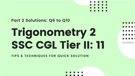 Ssc Cgl Tier Ii Solution Set Trigonometry Pt Tricky