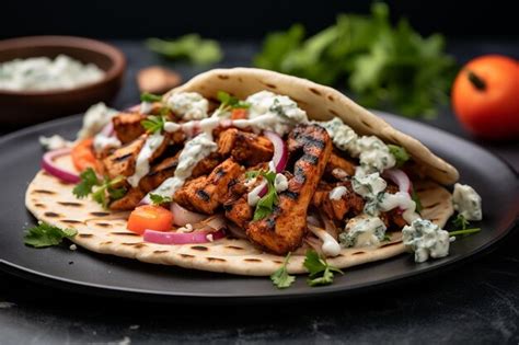 Premium Photo Greek Chicken Souvlaki Pita