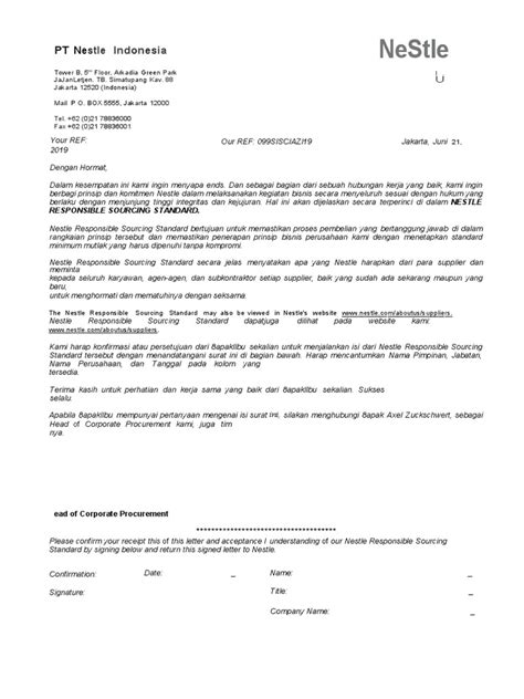 Nestle Responsible Sourcing Standard Cover Letter Pdf