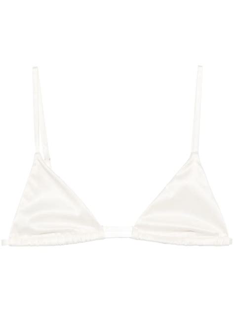 Tot Me Toteme Satin Bikini Top In White Modesens