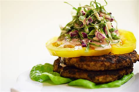 Naked Burgers With Tangy Apple Slaw
