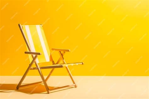 Premium Ai Image Empty Deck Chair On Yellow Background Sunbed Studio