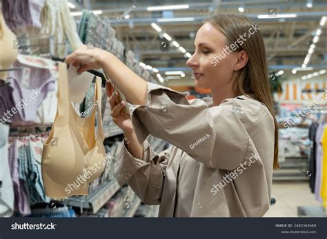Woman Chooses Sexy Bra Lingerie Store Stock Photo 2493363669 Shutterstock
