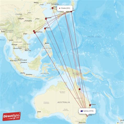Direct flights from Sydney to Osaka (SYD-KIX) - Directflights.com
