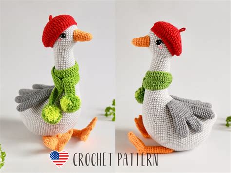 Goose Crochet Pattern Amigurumi Goose In Clothes Amigurumi Etsy