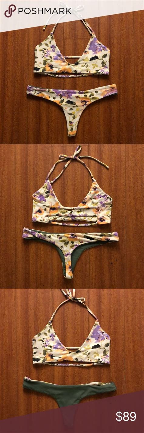 Midori Bikini Peony Set W Reversible Bottoms Bikinis Midori Bikini