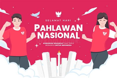 Hari Pahlawan Nasional Means Happy Indonesian National Heroes Day Stock