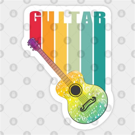 Acoustic Guitar And Music Notes Acoustic Guitar Sticker Teepublic