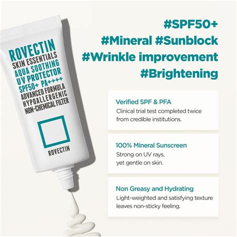 ROVECTIN – Skin Essentials Aqua Soothing UV Protector -50ml - Korean ...