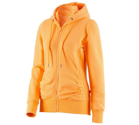 E S Hoody Sweatjacke Poly Cotton Damen Hellorange Strauss