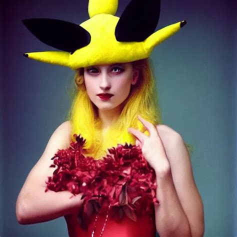 Elegant Woman Dressed Up As Pikachu Symmetry Art Stable Diffusion
