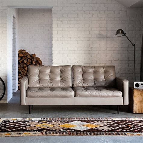 Silver Gray Leather Sofa | Baci Living Room