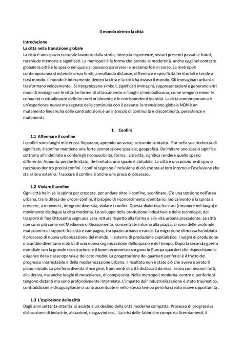 IL MONDO DENTRO LA CITTA' - Docsity