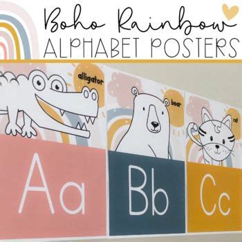 Boho Rainbow ALPHABET POSTERS | Alphabet poster, Boho rainbow classroom ...