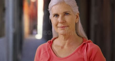 Casual Portrait Of Cute Happy Mature Woman Smiling At Camera Stock Footage Video Of Happiness